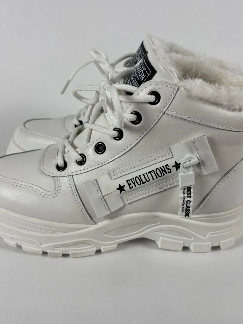 Evolutions, White Ankle Sneaker/Boot, Fashion Evolutions Best Classic, 8.5-EU39